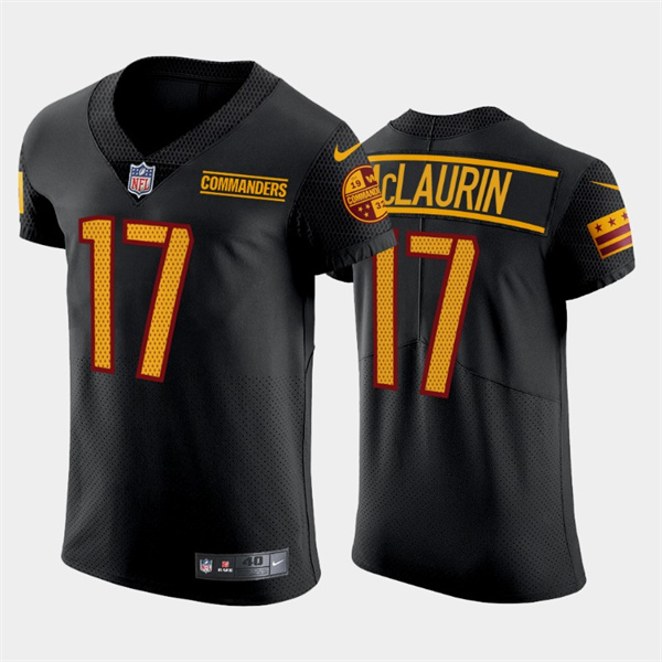 Men's Washington Commanders #17 Terry McLaurin Black Elite Stitched Jersey Men's Washington Commanders #17 Terry McLaurin Black Elite Stitched Jersey